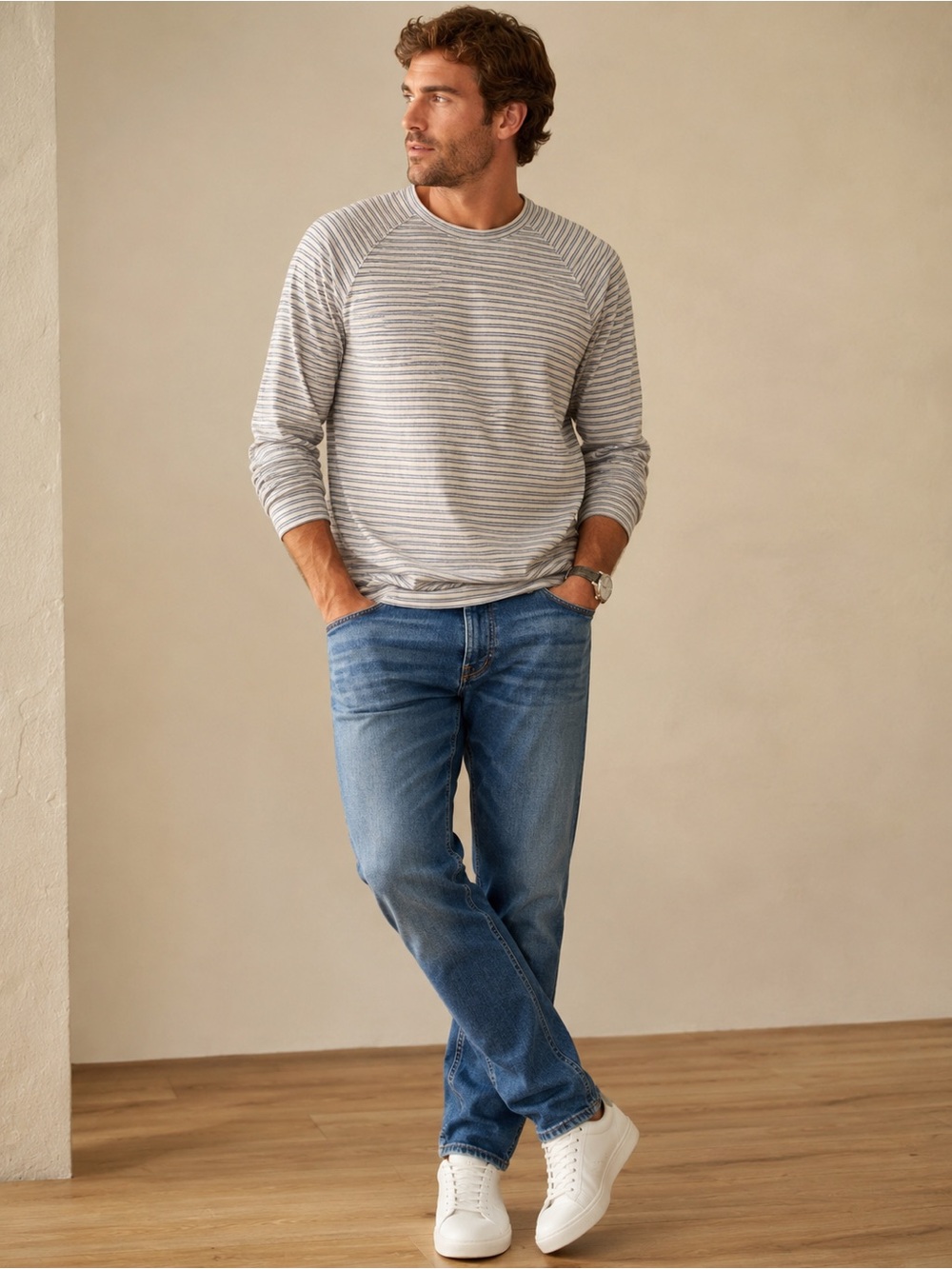 Men's Vince long sleeve stripe t-shirt